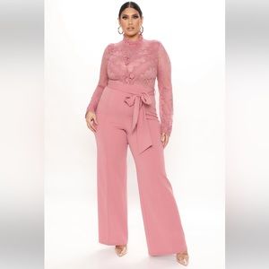 Fashion Nova Lillian Lace Jumpsuit- Mauve NWT 2X